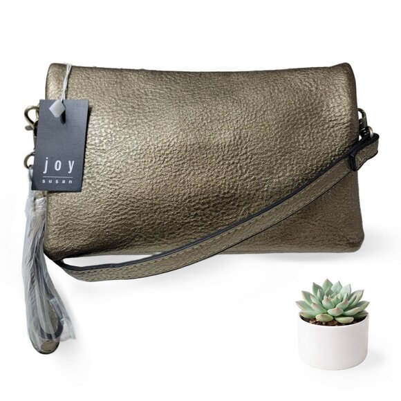 Joy Susan Handbags - NWT Joy Susan Metallic Gold Crossbody Wristlet Wallet